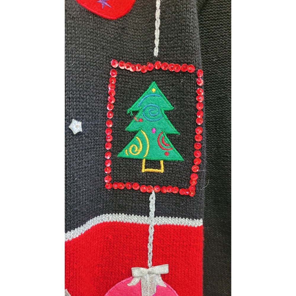 Karen Scott Christmas Cardigan‎ Sweater Trees And Ornaments Women's Size Medium - Picture 11 of 16